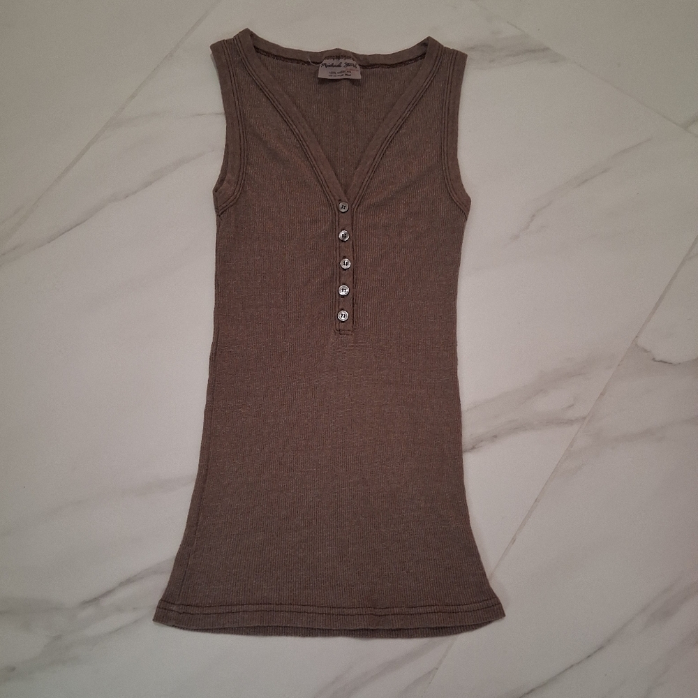 Michael Stars Shimmer Henley Tank Top Vintage